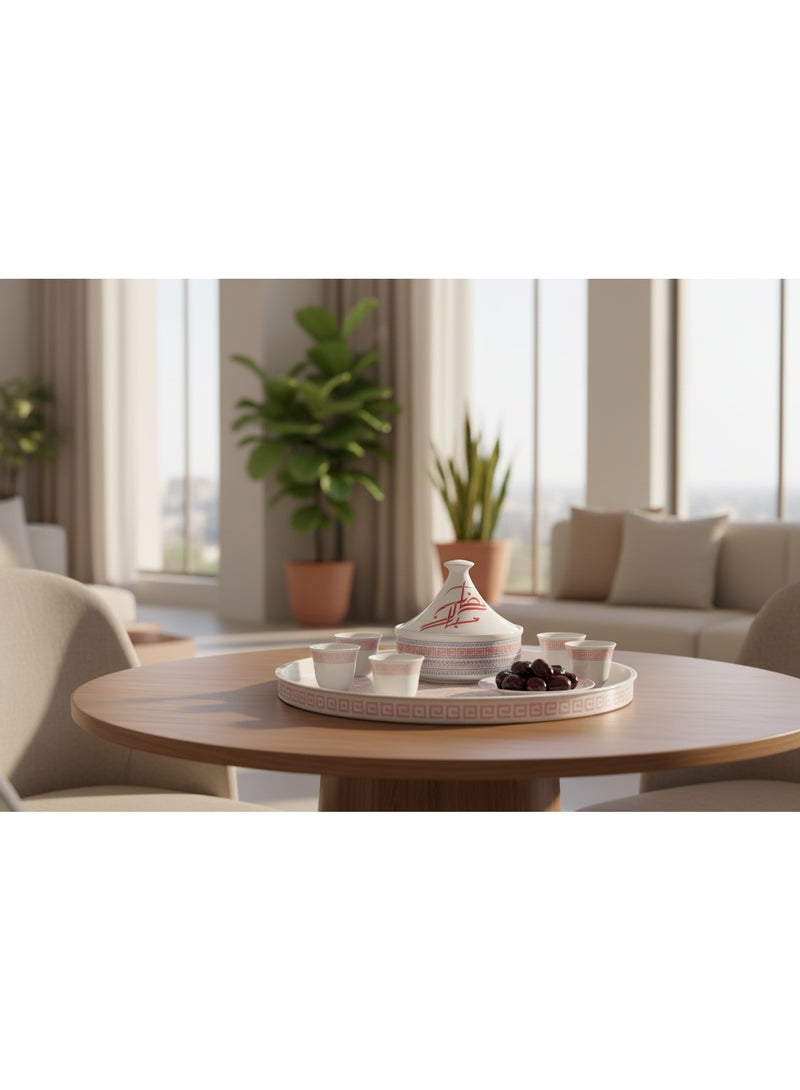 AKDC طبق سيراميك مزخرف فاخر لشهر رمضان - مثالي للتمور والديكور، 15 سم - Image 2